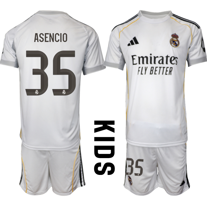 Youth 2025-2026 Club Real Madrid home white 35 Soccer Jersey 01